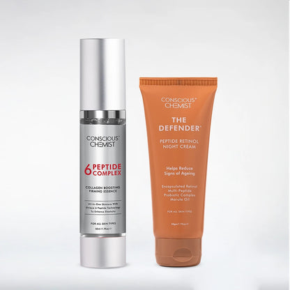 Age Defence Duo | 6 Peptide Booster Serum & Defender Retinol Night Cream | Combo