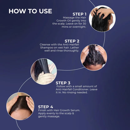 Essential Hair Growth Kit | Oil + Shampoo + Conditioner + Serum | Reduces Hairfall & Supports Healthy Growth