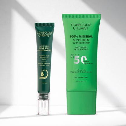 Acne Defence Duo | Acne Spot Corrector Gel & Mineral Sunscreen | Combo