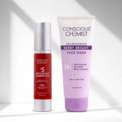 Brightening Antioxidant Duo | Berry Bright Face Wash & 5 Antioxidant Serum | Combo