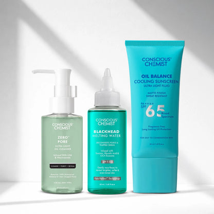 Pore Refining Trio | Oil Cleanser, Mini Blackhead Toner & SPF | Combo