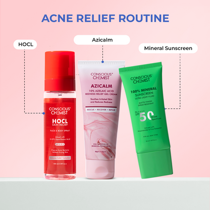 Redness Relief & Mineral Protection Routine | HOCL Spray, Azicalm & Sunscreen | Combo
