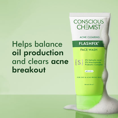 Oil Control & Acne Clearing Exfoliating Face Wash | AHA, BHA & CICA Extract | 100 ml