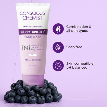 Pore Refining Face Wash For Bright Skin | Niacinamide & Fruit Berry Complex | 100 ml