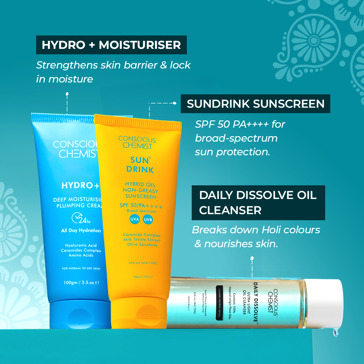 Holi Face Care Kit | Ceramides, Nourishing Oils & SPF 50 PA++++