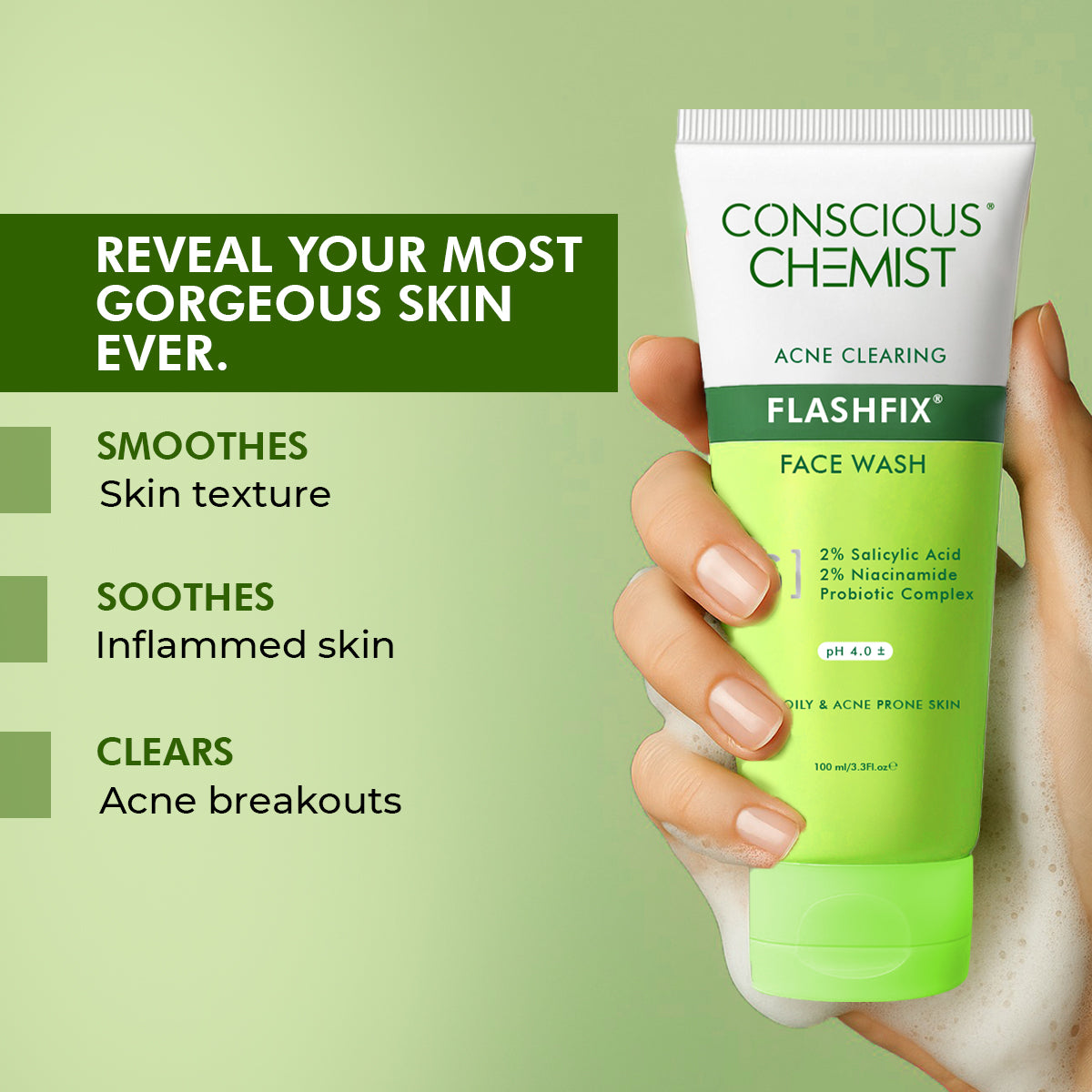 Oil Control & Acne Clearing Exfoliating Face Wash | AHA, BHA & CICA Extract | 100 ml