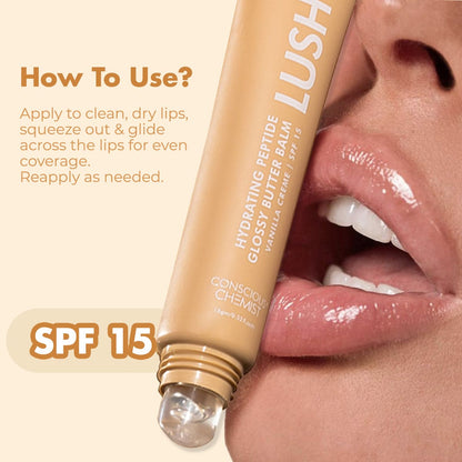 Glossy Peptide Lip Butter Balm | 12 Hrs Hydration | Lush Lips - 15 gms