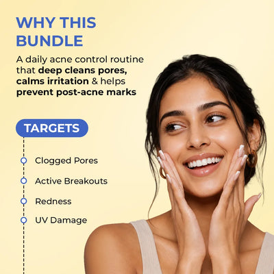Acne Control Routine | FlashFix Face Wash, HOCL Spray & Mineral Sunscreen | flat 50