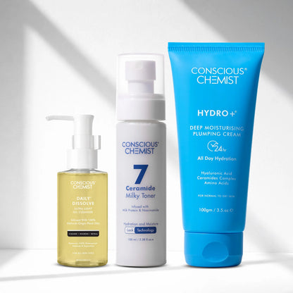 Barrier Repair Routine | Oil Cleanser, Milky Toner & Hydro+ Moisturizer | Combo