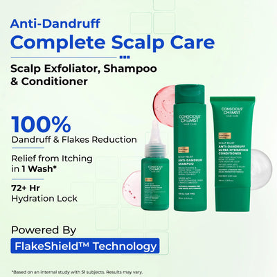 Anti-Dandruff Complete Scalp Care | Scalp Exfoliator, Shampoo & Conditioner | 3 units