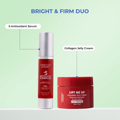 Bright & Firm Duo | 5 Antioxidant Serum & Collagen Jelly Cream | flat 50