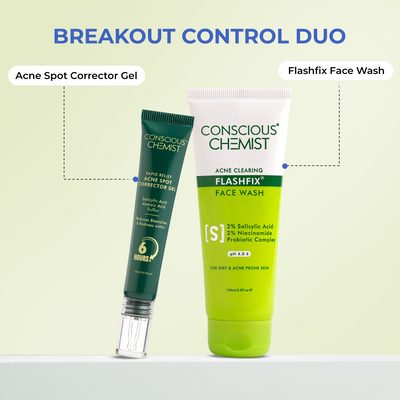 Acne Control Duo | FlashFix Face Wash & Acne Spot Corrector | flat 50