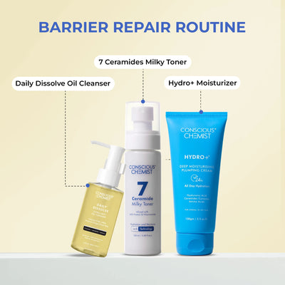 Barrier Repair Routine | Oil Cleanser, Milky Toner & Hydro+ Moisturizer | flat 50
