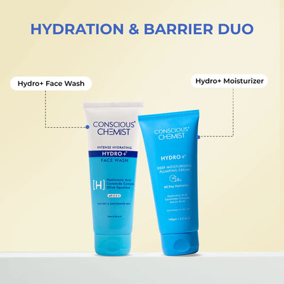 Hydration & Barrier Duo | Hydro+ Face Wash & Moisturizer | flat 50