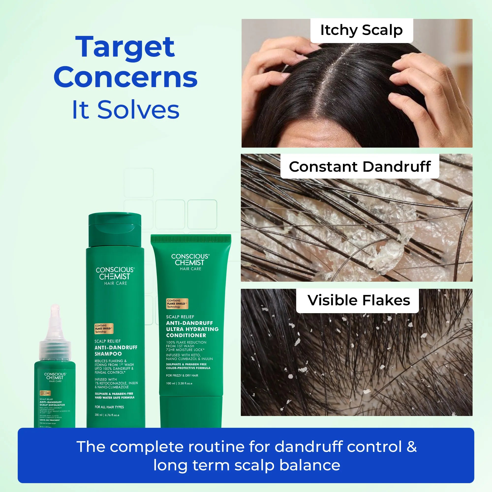 Anti-Dandruff Complete Scalp Care | Scalp Exfoliator, Shampoo & Conditioner | Haircare
