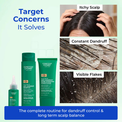 Anti-Dandruff Complete Scalp Care | Scalp Exfoliator, Shampoo & Conditioner | 3 units
