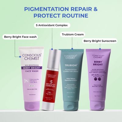 Dark Spot & Pigmentation Routine | Face Wash, 5 Antioxidant Serum, Pigmentation Correction Cream, Sunscreen | flat 50
