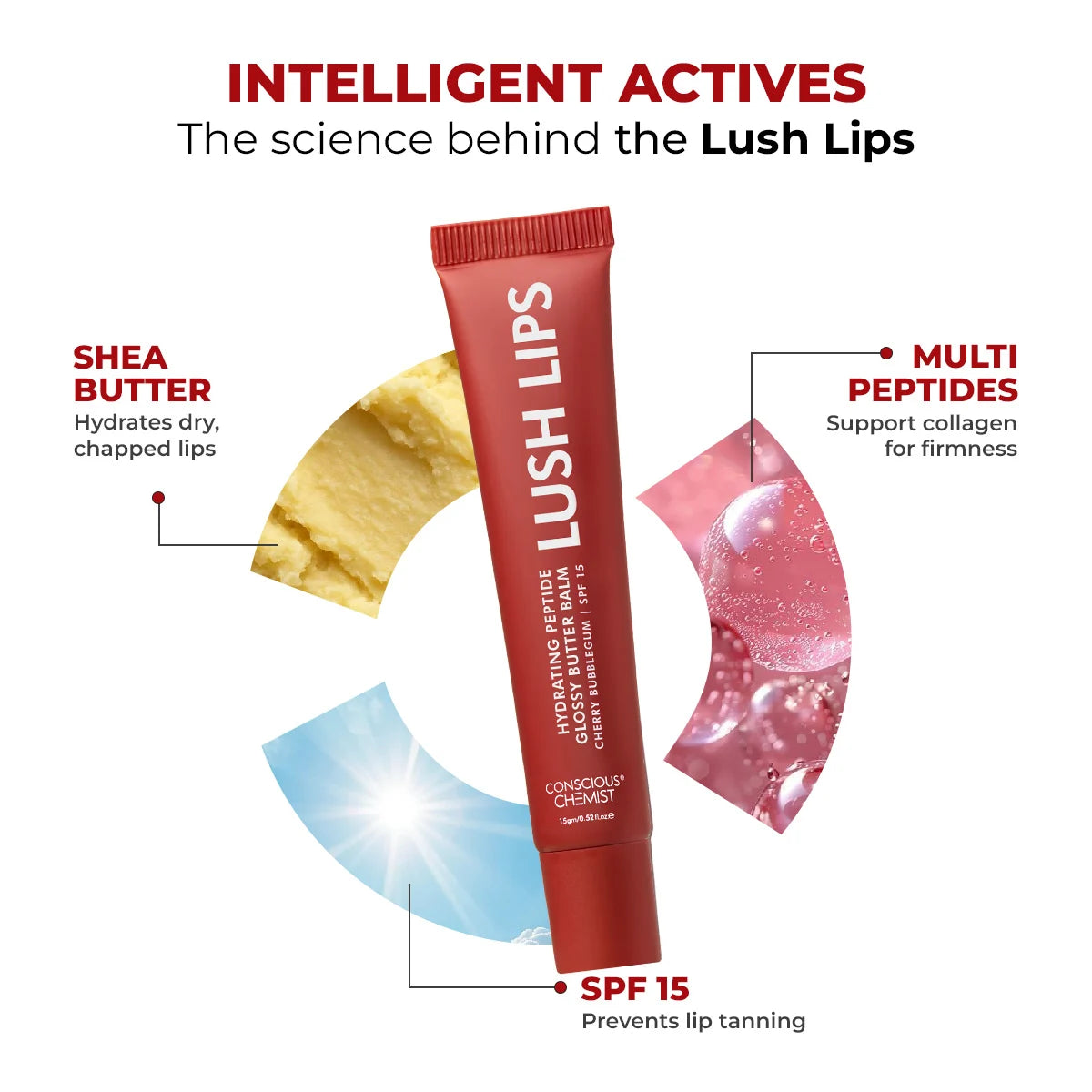 Glossy Peptide Lip Balm | 12 Hrs Hydration | Lush Lips - 15 gms