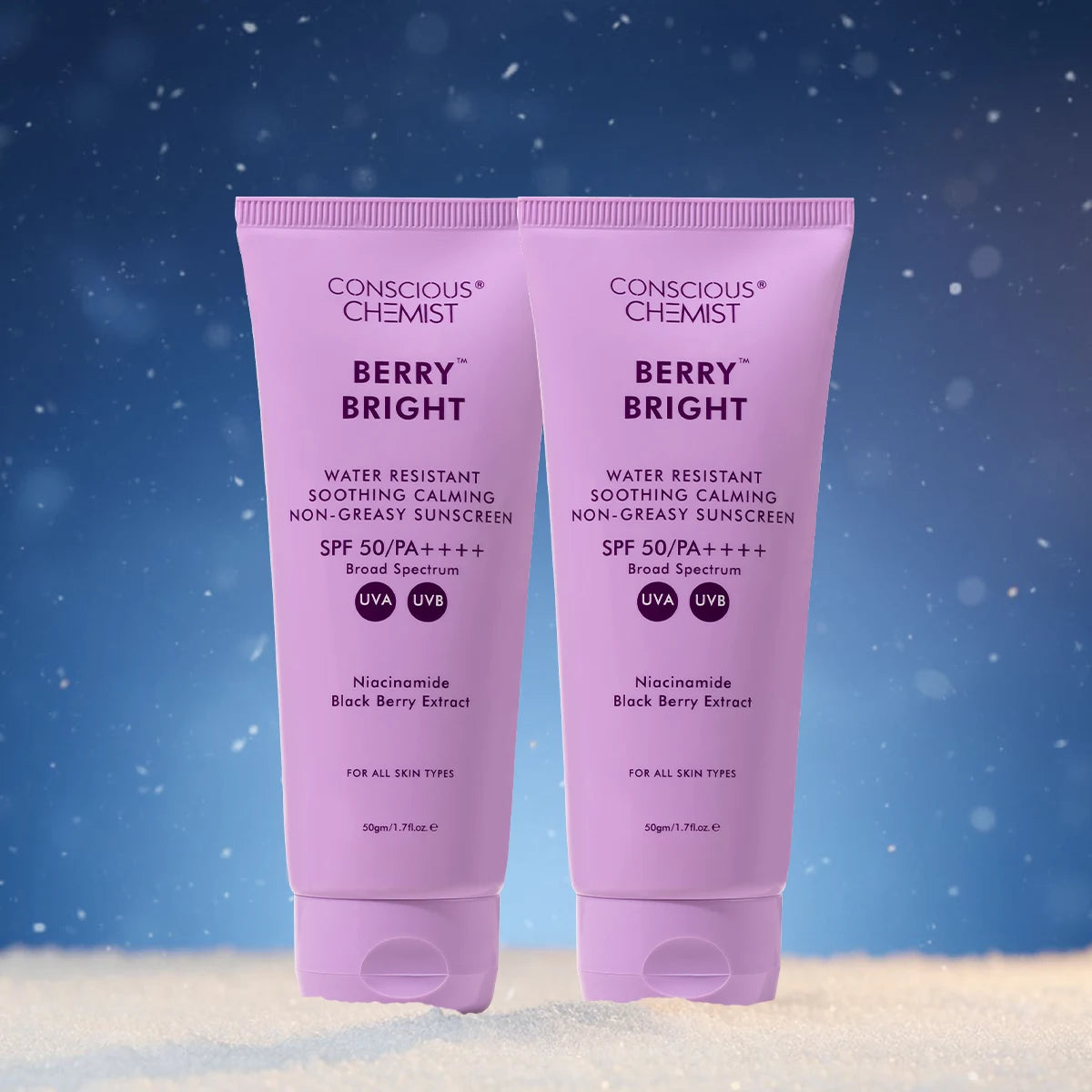 Berry Bright Sunscreen( Pack Of Two ) | SPF 50 PA ++++ & Water Resistant | 2x50 Gms