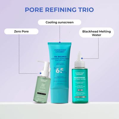 Pore Refining Trio | Oil Cleanser, Mini Blackhead Toner & SPF | flat 50
