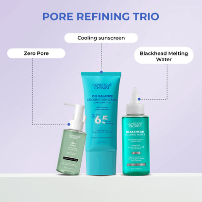 Pore Refining Trio | Oil Cleanser, Mini Blackhead Toner & SPF | Combo