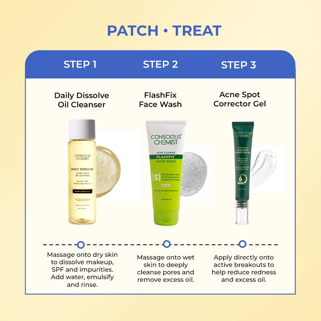 Acne Cleansing Routine | Oil Cleanser, Acne Face Wash & Spot Corrector | Combo