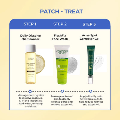 Acne Cleansing Routine | Oil Cleanser, Acne Face Wash & Spot Corrector | Combo