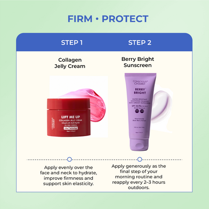 Firm & Protect Duo | Collagen Jelly Cream & Berry Bright Sunscreen | Combo