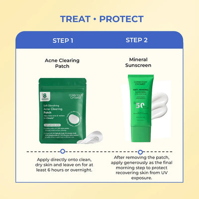 Acne Protect Duo | Microneedle Acne Patch & Mineral Sunscreen | flat 50