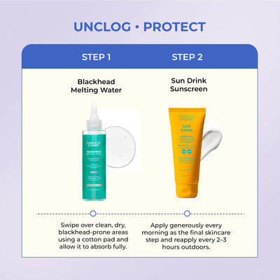 Clear & Protect Duo | Blackhead Melting Water & Sun Drink SPF 50 | flat 50