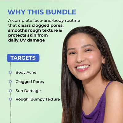 Face & Body Clarifying Routine | Body Wash, Face Wash & Sunscreen | flat 50