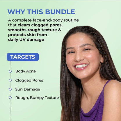 Face & Body Clarifying Routine | Body Wash, Face Wash & Sunscreen | Combo