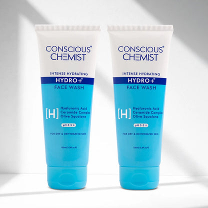 Hydro+ Face Wash( Pack Of Two) | Hyaluronic Acid & Ceramides | 2x100 ml