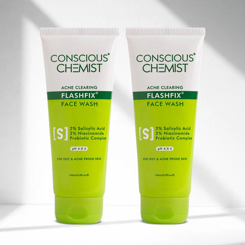 Flashfix Acne Clearing Face Wash (Pack Of 2)  | AHA, BHA & CICA Extract | 2x100 ml | Best Deal