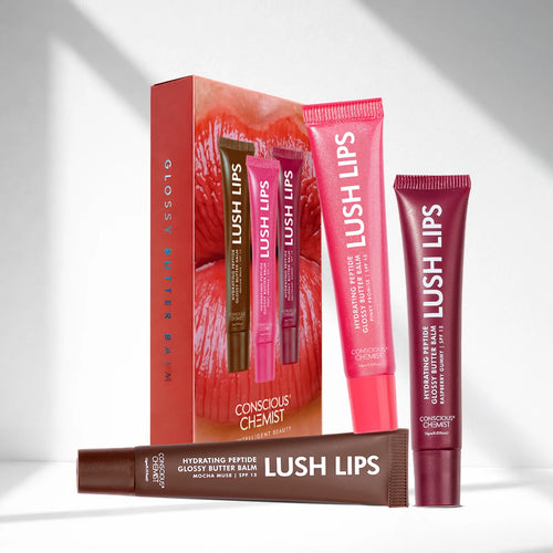 Lush Lips Gift Pack | Glossy Peptide Lip Balms | 15 gms ( Pack of 3 ) | Best Deal
