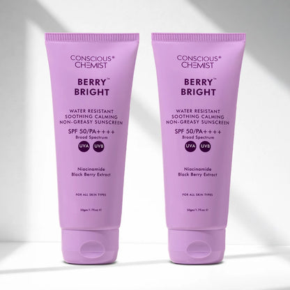 Berry Bright Sunscreen( Pack Of Two ) | SPF 50 PA ++++ & Water Resistant | 2x50 Gms