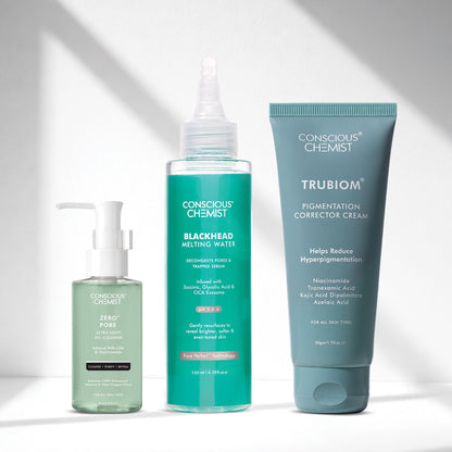 Pore Clearing & Dark Spot Trio | Oil Cleanser, Blackhead Treatment & Pigmentation Cream| Combo