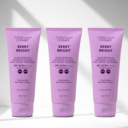 Berry Bright Sunscreen( 3x50 Gms) | SPF 50 PA ++++ & Water Resistant | Pack Of Three