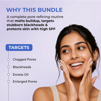 Pore Refining Trio | Oil Cleanser, Mini Blackhead Toner & SPF | flat 50