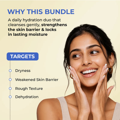 Hydration & Barrier Duo | Hydro+ Face Wash & Moisturizer | flat 50