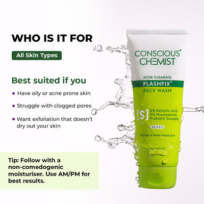 Flashfix Acne Clearing Face Wash (Pack Of 2)  | AHA, BHA & CICA Extract  | Super Saver Sale