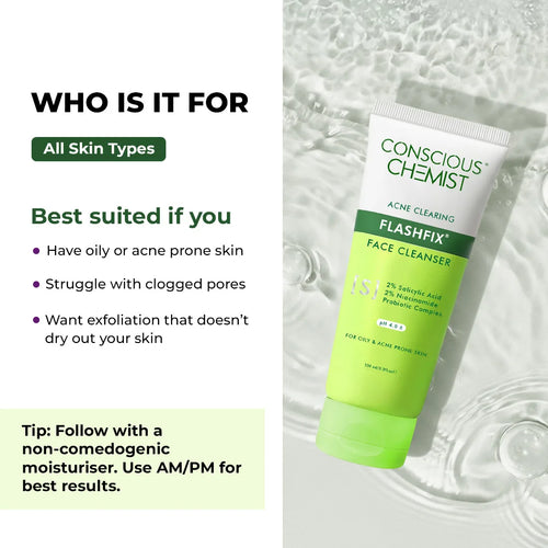 Oil Control & Acne Clearing Exfoliating Face Wash | AHA, BHA & CICA Extract | 100 ml | Flash Sale
