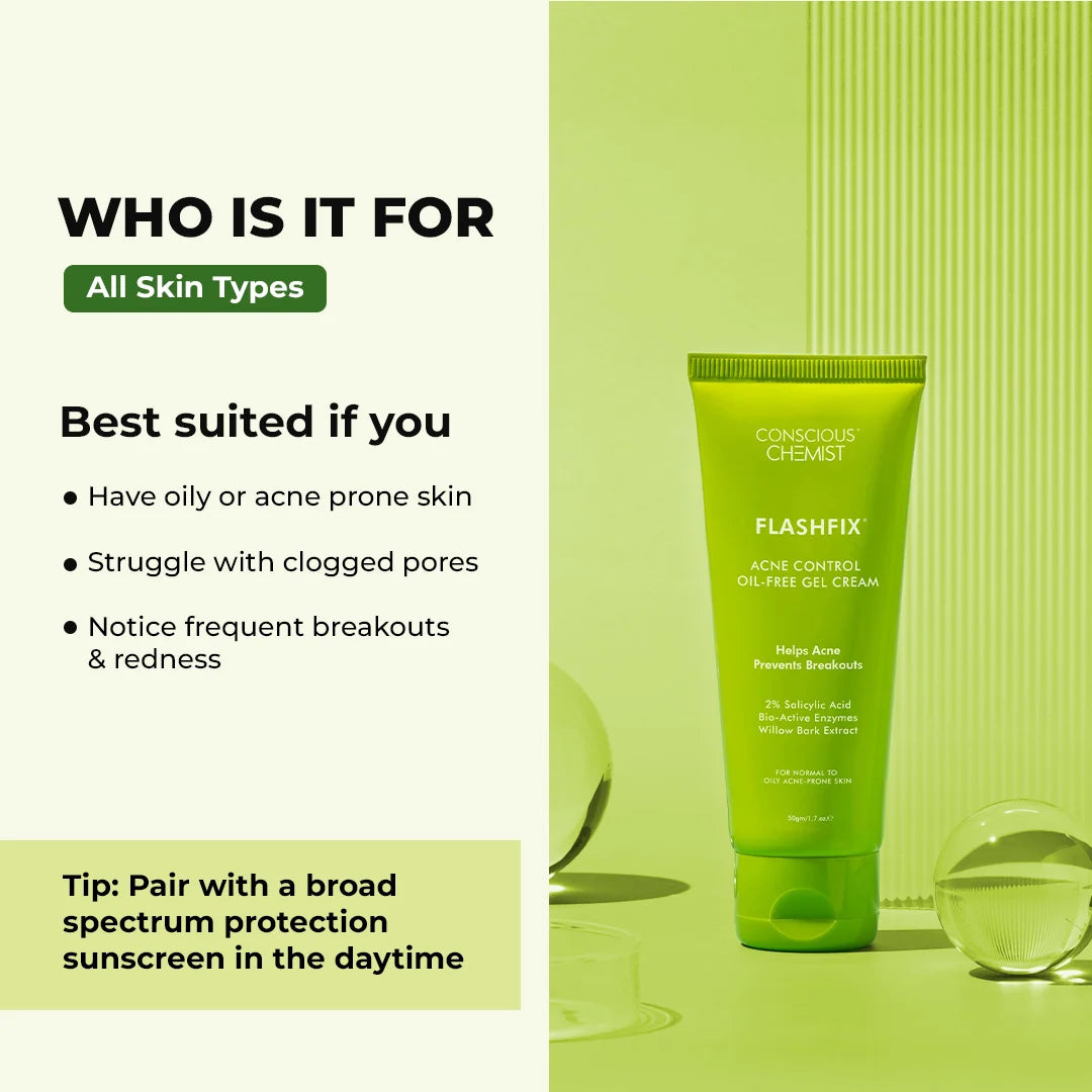 Flashfix Acne Control Oil - Free Gel Cream | 50 gm | Special Deal