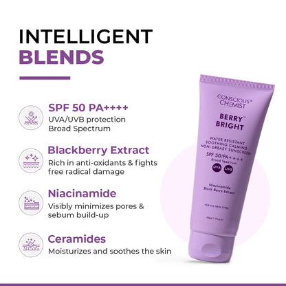 Berry Bright Sunscreen | SPF50 PA ++++ | 50 Gm
