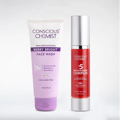 Brightening Antioxidant Duo | Berry Bright Face Wash & 5 Antioxidant Serum | Combo