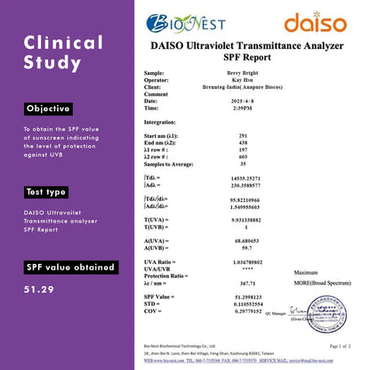 Berry Bright Sunscreen | SPF50 PA ++++ | 50 Gm