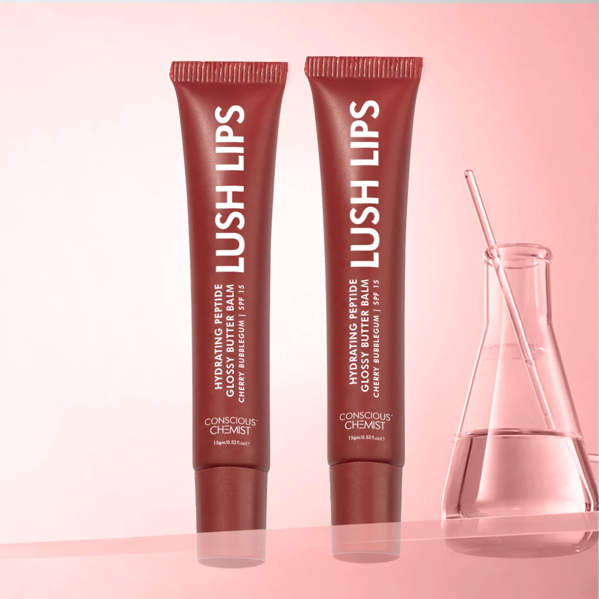 Glossy Peptide Lip Balm (Pack Of 2) | Cherry Bubblegum | 12 Hrs Hydration | 2x15 Gms