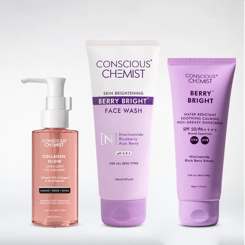 Brightening Double Cleanse Routine | Oil Cleanser, Face Wash & Sunscreen | flat 50