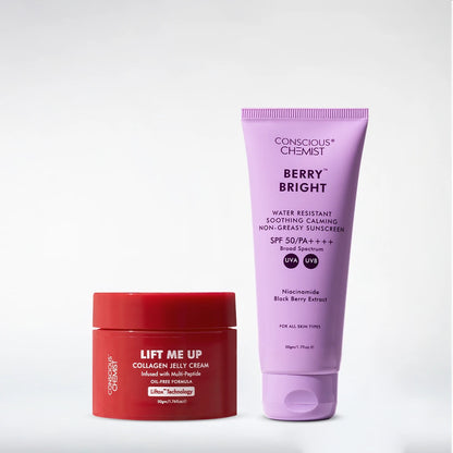 Firm & Protect Duo | Collagen Jelly Cream & Berry Bright Sunscreen | Combo