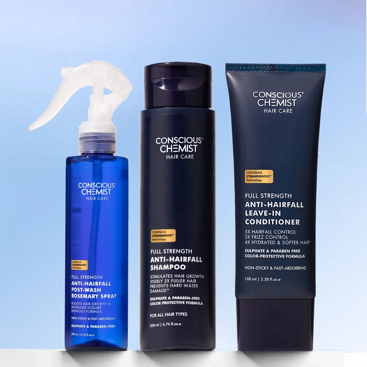 Anti Hairfall Strength Trio | Shampoo + Conditioner + Spray | Reduces Breakage & Hairfall